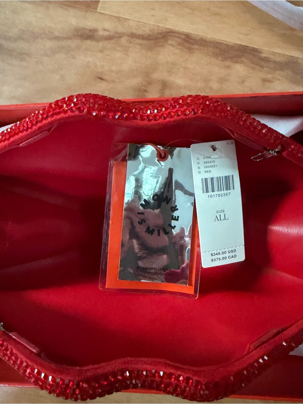 Simon Miller Red Crystal Lip Clutch - Picture 2 of 6